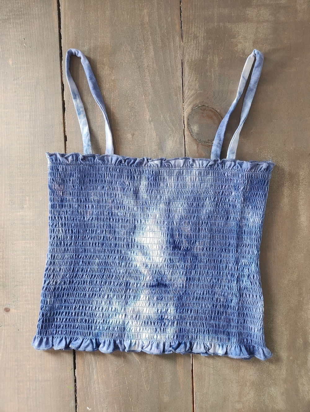 Bluenotes Blue Tie Dye Smocked Tank Top - Size Medium